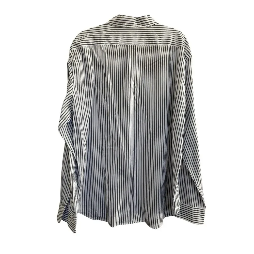 J. Crew Secret Wash Men’s Shirt White Blue Stripe XXL 100’s 2-ply Slim Fit #7188